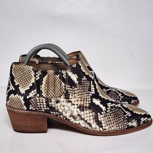 Madewell Brown Snake Embossed Leather Low Chelsea Ankle Boot New Size 9